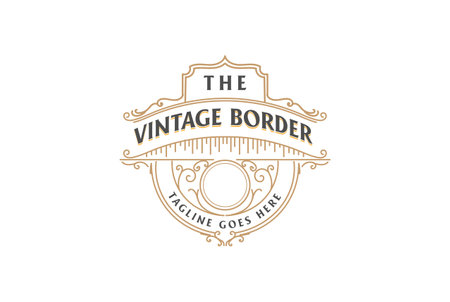 Vintage Retro Golden Blank Frame Border Badge Emblem Label Logo Design Vectorのイラスト素材