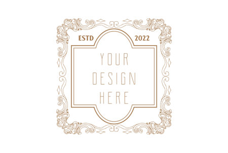 Luxury Antique Old Golden Vintage Blank Frame Border Ornament Logo Design Vectorのイラスト素材