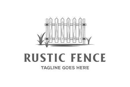 Hand Draw Rustic Wooden Fence for Farm Park Garden Logo Design Vectorのイラスト素材