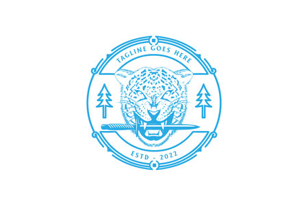 Vintage Retro Jaguar Tiger Leopard Head Face bite Blade Badge Emblem Logo Design Vectorのイラスト素材
