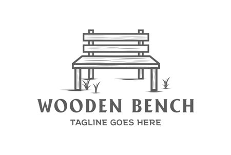 Single Wooden Bench in Garden Park for Story Memories Illustrationのイラスト素材