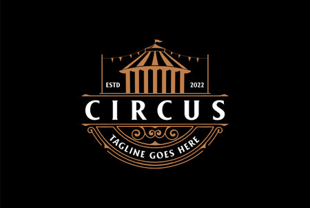 Vintage Retro Cirque Circus Tent Badge Label Emblem Sticker Logo Design Vectorのイラスト素材