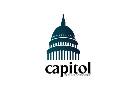 Modern Simple American Government Capitol Building Logo Design Vectorのイラスト素材
