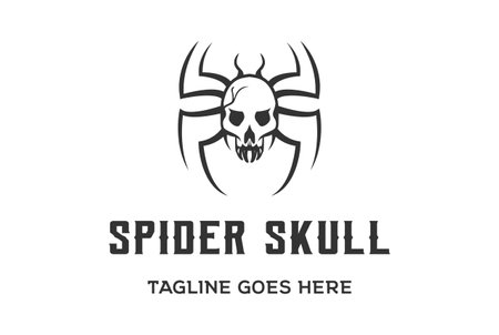 Vintage Scary Spider Skull for Halloween Festival or Tattoo Logo Design Vectorのイラスト素材