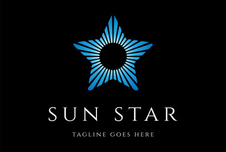 Geometric Modern Blue Sun Star Logo Design Vectorのイラスト素材