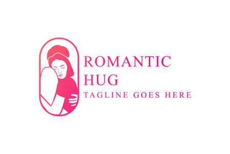 Couple Man and Woman Love Romantic Hug Logo Design Vectorのイラスト素材