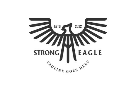 Vintage Strong American Eagle Hawk Falcon Phoenix Bird Monogram Logo Design Vectorのイラスト素材