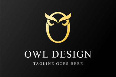 Golden Initial Letter O for Owl Bird Monogram Logo Design Vectorのイラスト素材