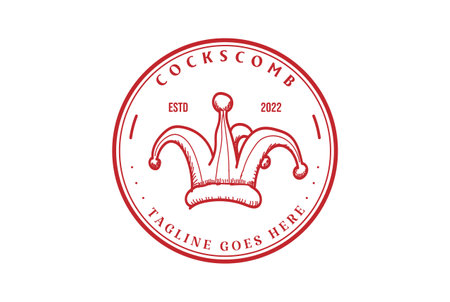Vintage Retro Clown Cockscomb Hat Cap Badge Emblem Label Stamp Logo Design Vectorのイラスト素材