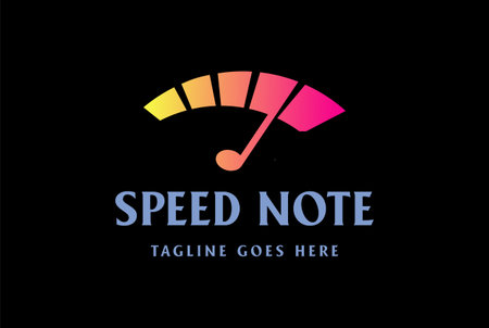 Speedometer Indicator with Music Note for DJ Logo Design Vectorのイラスト素材