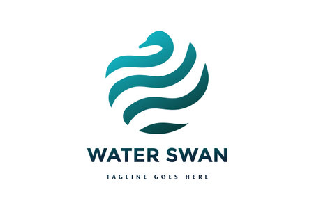 Modern Circle Circular Water Swan Duck Goose Globe World Monogram Logo Design Vectorのイラスト素材