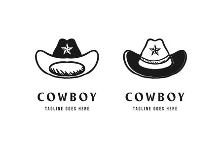Texas Star Cowboy Sheriff Hat Western Country Silhouette Logo Design Vectorのイラスト素材