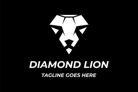 Simple Vintage Diamond Gem Stone with Lion Tiger Face Logo Designのイラスト素材