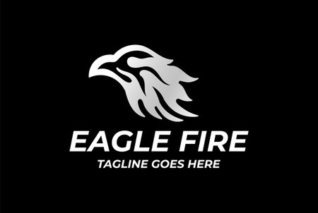 Tribal Fire Flame Eagle Hawk Falcon Head Logo Design Vectorのイラスト素材