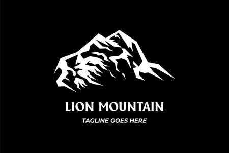 Ice Mountain Lion Face Logo Design Vectorのイラスト素材