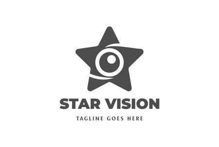 Simple Star with Eye Camera Vision Logo Design Vectorのイラスト素材