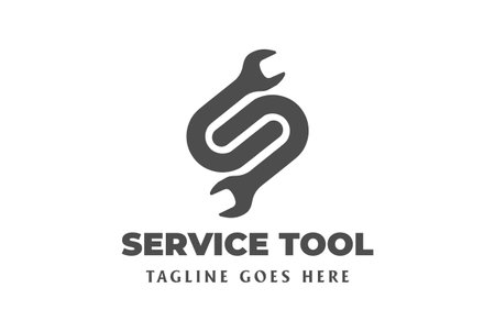 Initial Letter S with Wrench for Service Reparation Tool Logo Design Vectorのイラスト素材