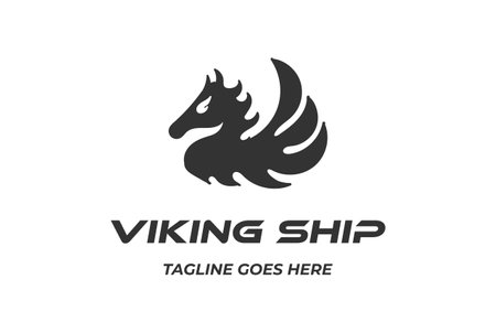 Fire Flame Tribal Horse Stallion Dragon Wings for Viking Ship Logo Design Vectorのイラスト素材