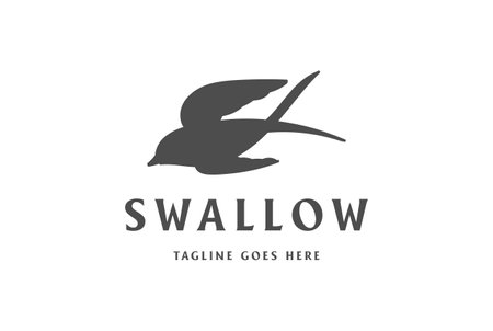 Simple Minimalist Flying Swallow Bird Silhouette Logo Design Vectorのイラスト素材