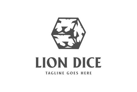 Box Cube Square Dice Tiger Lion Face for Casino Gambling Sport Logo Designのイラスト素材