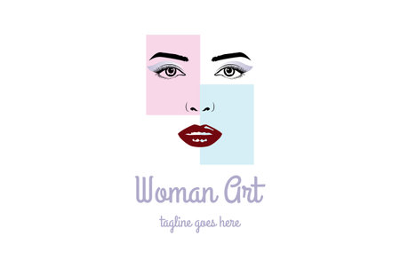 Pretty Beauty Woman Girl Lady Female Face for Makeup Cosmetics Spa Logo Design Vectorのイラスト素材