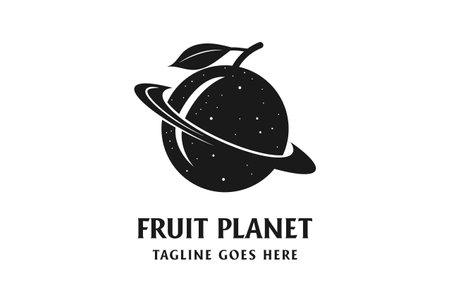 Orange Lemon Lime Fruit Saturn Planet for Farm Product Logo Design Vectorのイラスト素材