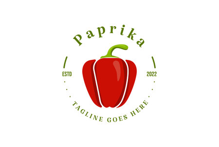 Red Hot Paprika Badge Emblem For Restaurant Cook or Vegetable Farm Label Logo Design Vectorのイラスト素材