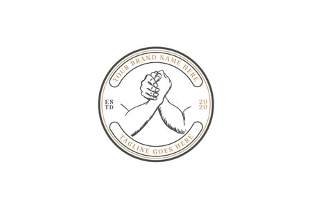 Vintage Retro Arm Wrestling Sport Club Badge Emblem Label Logo Design Vectorのイラスト素材