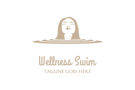 Beauty Woman Girl Lady Female take a Bath Swim for Spa Wellness Relaxation Logo Design Vectorのイラスト素材