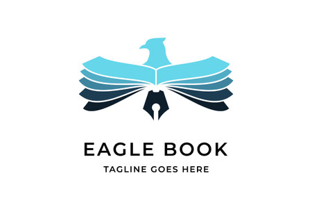 Eagle Hawk Phoenix with Book and Pen for Education School Collage University Logo Design Vectorのイラスト素材