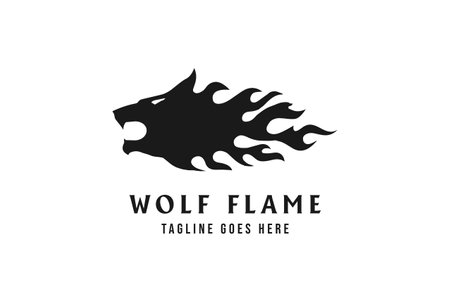 Angry Attack Wolf Head Fire Tribal Tattoo Logo Design Vectorのイラスト素材