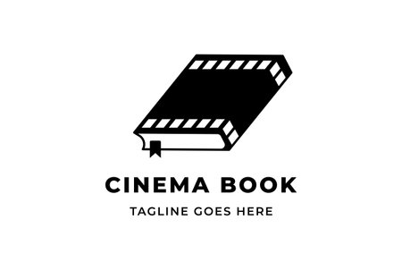 Vintage Retro Book with Film Strip for Movie Cinema Production Studio Logo Design Vectorのイラスト素材