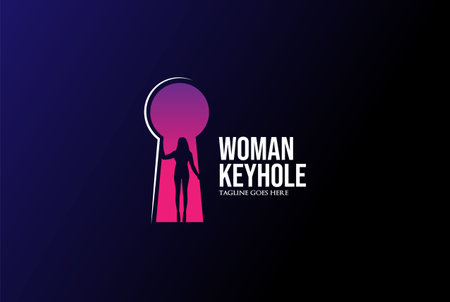 Keyhole Door with Sexy Hot Woman Girl Lady Female Silhouette Logo Design Vectorのイラスト素材