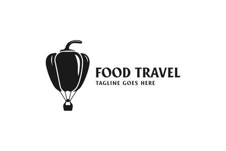 Vintage Paprika Sky Travel Balloon for Food Farm Product Logo Design Vectorのイラスト素材