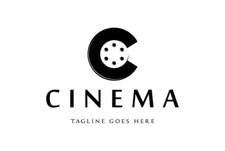 Initial Letter C with Film Strip Reel for Cinema Movie Production Logo Design Vectorのイラスト素材