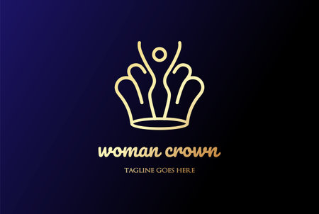 Simple Minimalist Golden Royal Woman Queen Crown for Yoga Wellness Spa Logo Design Vectorのイラスト素材