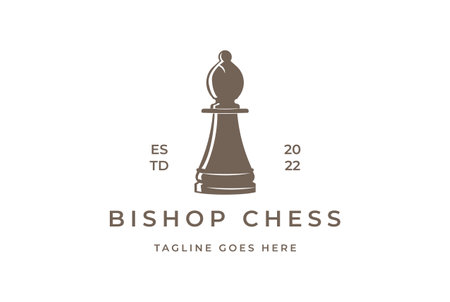 Vintage Retro Bishop Chess Game Sport Logo Design Vectorのイラスト素材