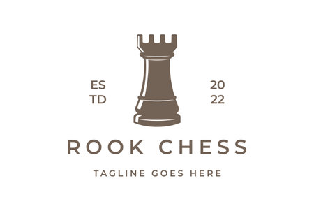 Vintage Retro Rook Chess Game Sport Logo Design Vectorのイラスト素材