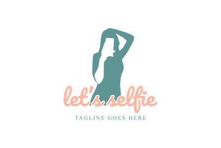 Beauty Sexy Woman Girl Lady Female Selfie Silhouette Logo Design Vectorのイラスト素材