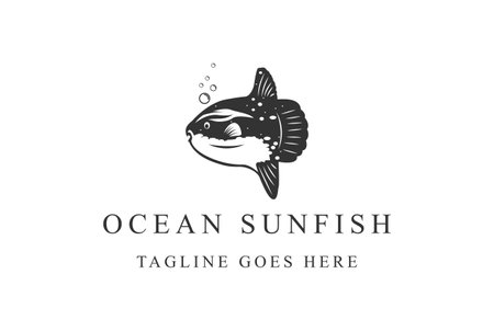 Swimming Ocean Sun Fish with Water Bubble Logo Design Vectorのイラスト素材