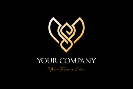Elegant Golden Letter S Butterfly Eagle Hawk Falcon Bird Wing Logo Design Vectorのイラスト素材