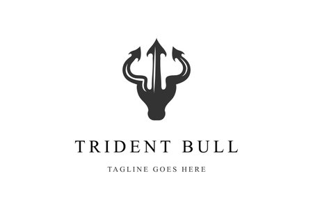 Simple Rustic Trident Arrow Spear Bull Head Logo Design Vectorのイラスト素材
