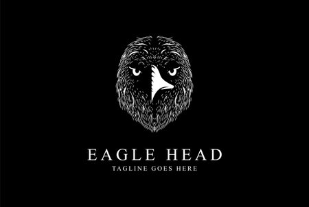 Vintage Retro Bald Eagle Hawk Falcon Head Face Logo Design Vectorのイラスト素材