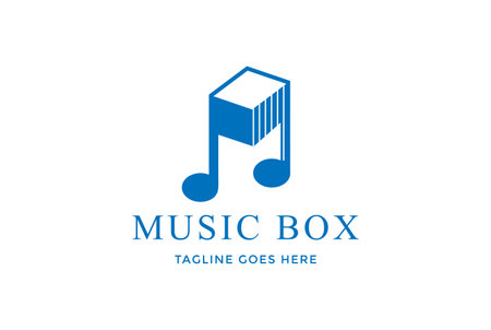 Simple Minimalist Music Key Note Box Cube Logo Design Vectorのイラスト素材