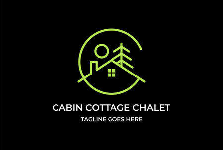 Initial Letter C for Cabin Cottage Chalet Line Monogram Logo Design Vectorのイラスト素材