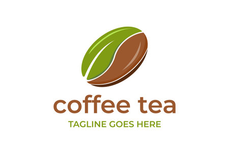 Coffee Bean with Mint Tea Bud Leaf for Coffee Candy Logo Design Vectorのイラスト素材