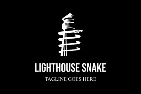 Vintage Lighthouse Beacon with Anaconda Snake Logo Design Vectorのイラスト素材
