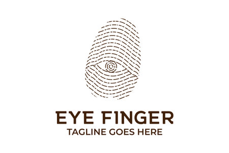Retro Vintage Finger Print with Eye Camera Lens Vision Technology Logo Design Vectorのイラスト素材