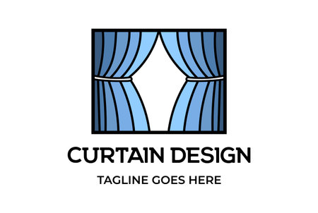 Simple Modern Curtain Drape Window Logo Design Vectorのイラスト素材