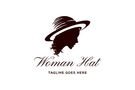 Beauty Woman Lady Female Girl Head Silhouette Face with Hat Logo Designのイラスト素材